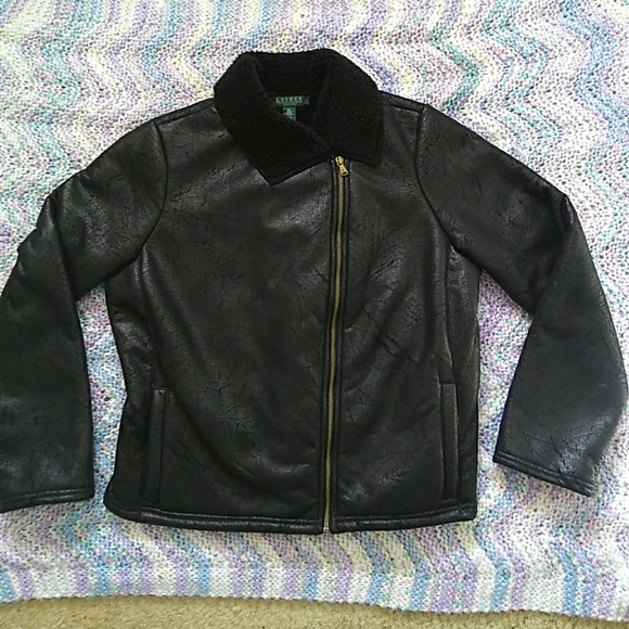 lauren ralph lauren faux shearling moto jacket